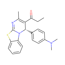 CCC(=O)C1=C(C)N=C2Sc3ccccc3N2[C@H]1c1ccc(N(C)C)cc1 ZINC000473248444