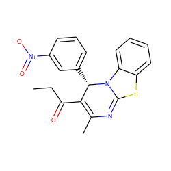 CCC(=O)C1=C(C)N=C2Sc3ccccc3N2[C@H]1c1cccc([N+](=O)[O-])c1 ZINC000473249740