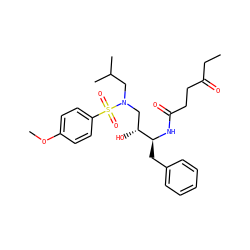 CCC(=O)CCC(=O)N[C@@H](Cc1ccccc1)[C@H](O)CN(CC(C)C)S(=O)(=O)c1ccc(OC)cc1 ZINC000034787177