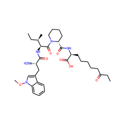 CCC(=O)CCCCC[C@H](NC(=O)[C@H]1CCCCN1C(=O)[C@@H](NC(=O)[C@@H](N)Cc1cn(OC)c2ccccc12)[C@H](C)CC)C(=O)O ZINC000044352103