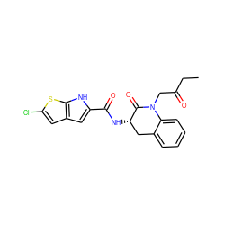 CCC(=O)CN1C(=O)[C@@H](NC(=O)c2cc3cc(Cl)sc3[nH]2)Cc2ccccc21 ZINC000028818236