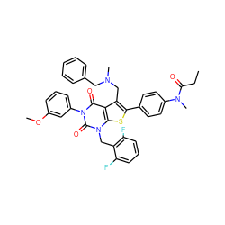 CCC(=O)N(C)c1ccc(-c2sc3c(c2CN(C)Cc2ccccc2)c(=O)n(-c2cccc(OC)c2)c(=O)n3Cc2c(F)cccc2F)cc1 ZINC000028238519