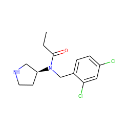 CCC(=O)N(Cc1ccc(Cl)cc1Cl)[C@H]1CCNC1 ZINC000038207481