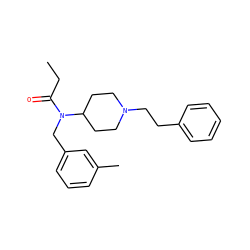 CCC(=O)N(Cc1cccc(C)c1)C1CCN(CCc2ccccc2)CC1 ZINC000049112470