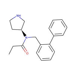 CCC(=O)N(Cc1ccccc1-c1ccccc1)[C@H]1CCNC1 ZINC000040917288