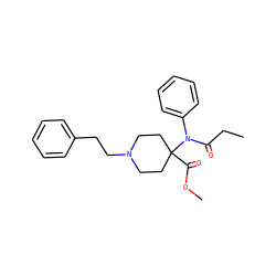 CCC(=O)N(c1ccccc1)C1(C(=O)OC)CCN(CCc2ccccc2)CC1 ZINC000004215196