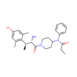 CCC(=O)N(c1ccccc1)C1CCN(C(=O)[C@@H](N)[C@@H](C)c2c(C)cc(O)cc2C)CC1 ZINC000028703146