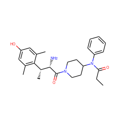 CCC(=O)N(c1ccccc1)C1CCN(C(=O)[C@@H](N)[C@H](C)c2c(C)cc(O)cc2C)CC1 ZINC000028703147