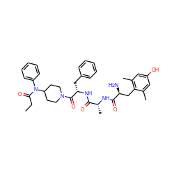 CCC(=O)N(c1ccccc1)C1CCN(C(=O)[C@H](Cc2ccccc2)NC(=O)[C@@H](C)NC(=O)[C@@H](N)Cc2c(C)cc(O)cc2C)CC1 ZINC000066099628