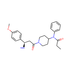 CCC(=O)N(c1ccccc1)C1CCN(C(=O)C[C@@H](N)c2ccc(OC)cc2)CC1 ZINC000028703171