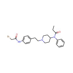 CCC(=O)N(c1ccccc1)C1CCN(CCc2ccc(NC(=O)CBr)cc2)CC1 ZINC000029331856