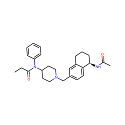 CCC(=O)N(c1ccccc1)C1CCN(Cc2ccc3c(c2)CCC[C@H]3NC(C)=O)CC1 ZINC000473121638