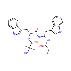 CCC(=O)N[C@@H](Cc1c[nH]c2ccccc12)NC(=O)[C@@H](Cc1c[nH]c2ccccc12)NC(=O)C(C)(C)N ZINC000013493973