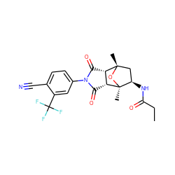 CCC(=O)N[C@@H]1C[C@]2(C)O[C@]1(C)[C@@H]1C(=O)N(c3ccc(C#N)c(C(F)(F)F)c3)C(=O)[C@@H]12 ZINC000473136292
