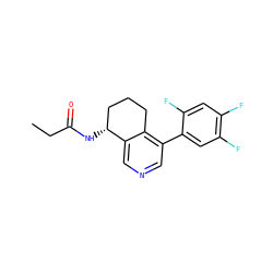 CCC(=O)N[C@@H]1CCCc2c(-c3cc(F)c(F)cc3F)cncc21 ZINC000205717008