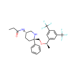 CCC(=O)N[C@H]1CC[C@@](CO[C@H](C)c2cc(C(F)(F)F)cc(C(F)(F)F)c2)(c2ccccc2)NC1 ZINC000034326550