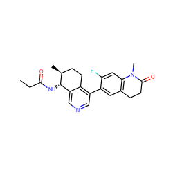 CCC(=O)N[C@H]1c2cncc(-c3cc4c(cc3F)N(C)C(=O)CC4)c2CC[C@@H]1C ZINC000205041666