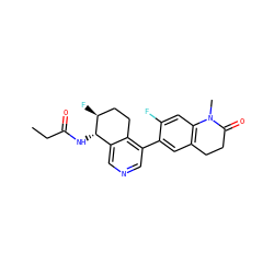 CCC(=O)N[C@H]1c2cncc(-c3cc4c(cc3F)N(C)C(=O)CC4)c2CC[C@@H]1F ZINC000205050638
