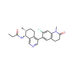 CCC(=O)N[C@H]1c2cncc(-c3cc4c(cc3F)N(C)C(=O)CC4)c2CC[C@H]1C ZINC000205041630