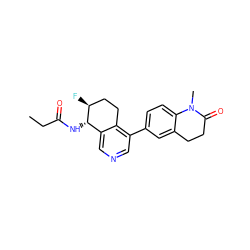 CCC(=O)N[C@H]1c2cncc(-c3ccc4c(c3)CCC(=O)N4C)c2CC[C@@H]1F ZINC000205050558