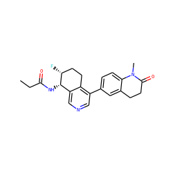 CCC(=O)N[C@H]1c2cncc(-c3ccc4c(c3)CCC(=O)N4C)c2CC[C@H]1F ZINC000205050580