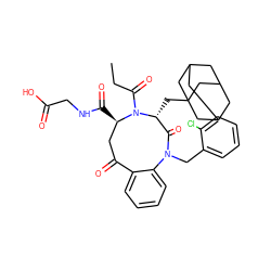 CCC(=O)N1[C@H](C(=O)NCC(=O)O)CC(=O)c2ccccc2N(Cc2ccccc2Cl)C(=O)[C@H]1CC12CC3CC(CC(C3)C1)C2 ZINC000027095686