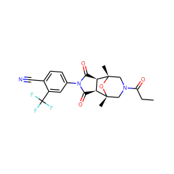 CCC(=O)N1C[C@@]2(C)O[C@@](C)(C1)[C@@H]1C(=O)N(c3ccc(C#N)c(C(F)(F)F)c3)C(=O)[C@@H]12 ZINC000058502022