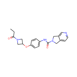 CCC(=O)N1CC(Oc2ccc(NC(=O)N3Cc4ccncc4C3)cc2)C1 ZINC000166652649