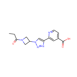 CCC(=O)N1CC(n2cc(-c3cc(C(=O)O)ccn3)nn2)C1 ZINC000473135126