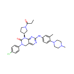 CCC(=O)N1CC[C@H](N2C(=O)N(c3ccc(Cl)cc3)Cc3cnc(Nc4ccc(N5CCN(C)CC5)c(C)c4)nc32)C1 ZINC001772645064