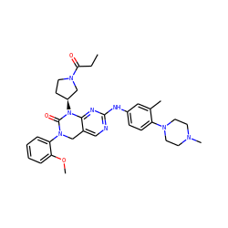 CCC(=O)N1CC[C@H](N2C(=O)N(c3ccccc3OC)Cc3cnc(Nc4ccc(N5CCN(C)CC5)c(C)c4)nc32)C1 ZINC001772631947