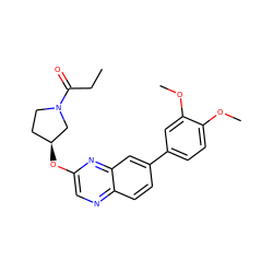 CCC(=O)N1CC[C@H](Oc2cnc3ccc(-c4ccc(OC)c(OC)c4)cc3n2)C1 ZINC001772653305