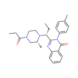 CCC(=O)N1CCN([C@H](CC)c2nc3ccccc3c(=O)n2-c2ccc(C)cc2)[C@H](C)C1 ZINC001772576170