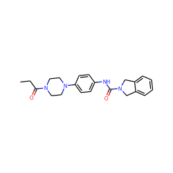 CCC(=O)N1CCN(c2ccc(NC(=O)N3Cc4ccccc4C3)cc2)CC1 ZINC000166814919