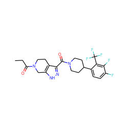 CCC(=O)N1CCc2c(C(=O)N3CCC(c4ccc(F)c(F)c4C(F)(F)F)CC3)n[nH]c2C1 ZINC001772634232