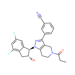 CCC(=O)N1CCc2c(c(-c3cccc(C#N)c3)nn2[C@@H]2c3cc(F)cc(F)c3C[C@H]2O)C1 ZINC000206887926