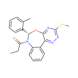 CCC(=O)N1c2ccccc2-c2nnc(SC)nc2O[C@H]1c1ccccc1C ZINC000006732337