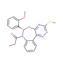 CCC(=O)N1c2ccccc2-c2nnc(SC)nc2O[C@H]1c1ccccc1OC ZINC000000684307