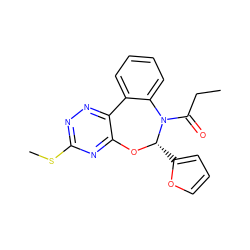 CCC(=O)N1c2ccccc2-c2nnc(SC)nc2O[C@H]1c1ccco1 ZINC000002470499