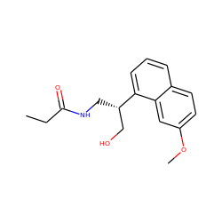 CCC(=O)NC[C@@H](CO)c1cccc2ccc(OC)cc12 ZINC000064624593