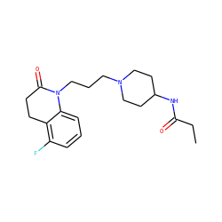 CCC(=O)NC1CCN(CCCN2C(=O)CCc3c(F)cccc32)CC1 ZINC000064750435