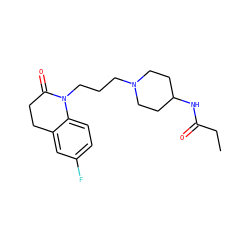 CCC(=O)NC1CCN(CCCN2C(=O)CCc3cc(F)ccc32)CC1 ZINC000064573951