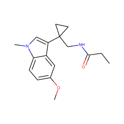 CCC(=O)NCC1(c2cn(C)c3ccc(OC)cc23)CC1 ZINC000036188176