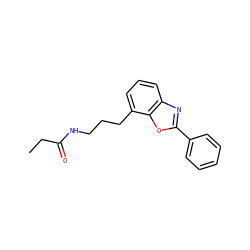 CCC(=O)NCCCc1cccc2nc(-c3ccccc3)oc12 ZINC000027214278