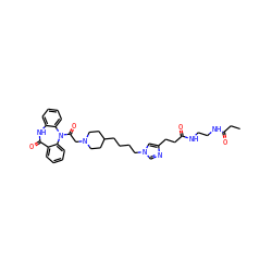 CCC(=O)NCCNC(=O)CCc1cn(CCCCC2CCN(CC(=O)N3c4ccccc4NC(=O)c4ccccc43)CC2)cn1 ZINC001772651879