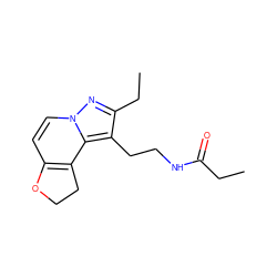 CCC(=O)NCCc1c(CC)nn2ccc3c(c12)CCO3 ZINC000072107472