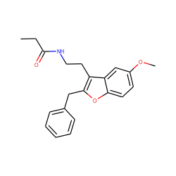 CCC(=O)NCCc1c(Cc2ccccc2)oc2ccc(OC)cc12 ZINC000013781792