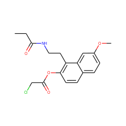 CCC(=O)NCCc1c(OC(=O)CCl)ccc2ccc(OC)cc12 ZINC000013775876