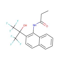 CCC(=O)Nc1c(C(O)(C(F)(F)F)C(F)(F)F)ccc2ccccc12 ZINC000013489784