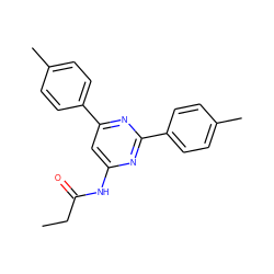 CCC(=O)Nc1cc(-c2ccc(C)cc2)nc(-c2ccc(C)cc2)n1 ZINC000066112452